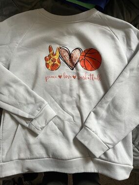 Kids White Peace Love Basketball Graphic Sweatshirt